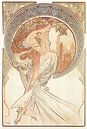 Kunst: Dichtkunst - Art Nouveau Schilderij Mucha Jugendstil van Alphonse Mucha thumbnail