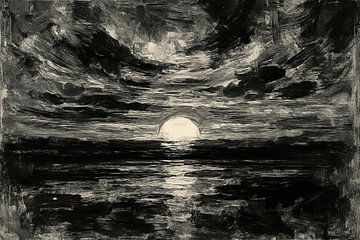 Soleil monochrome au bord de la mer sur Imperial Art House