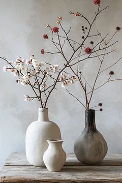 Vases minimaux avec fleurs sur haroulita