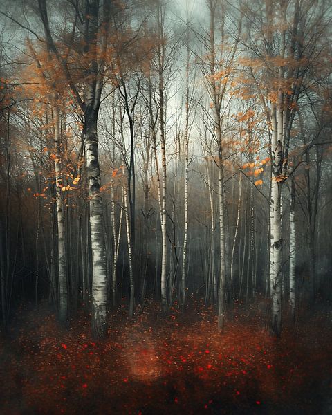 Romantisch herfstbos van fernlichtsicht