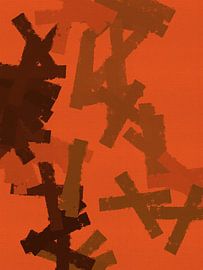 Retro-inspirierte Kunst in lebhaftem Terrakotta, Braun und Moosgrün von Dina Dankers