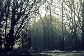 Oud huis in Harlingen in de mist by Sidney Portier