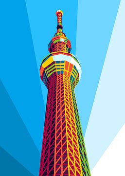 Tokyo Skytree in WPAP Illustratie van Lintang Wicaksono