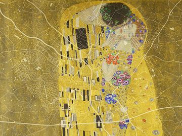 Kaart van Doetinchem met de Kus van Gustav Klimt van Map Art Studio