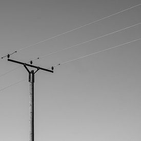 Vintage Industrie: Oude Houten Elektriciteitspaal van Kristof Leffelaer