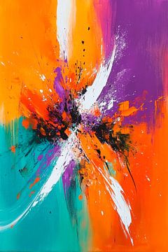Colour explosion - Abstract art in orange by Poster Art Shop