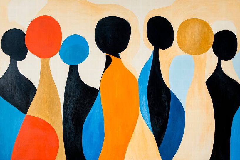 Abstracte verscheidenheid aan figuren - kleurenspel van Poster Art Shop