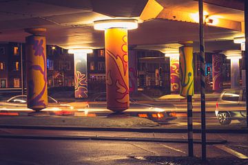 Kreisverkehr Venlo bei Nacht von Norman van Schijndel