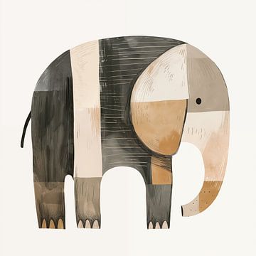 Illustration d'un éléphant aux couleurs calmes sur TheXclusive Art