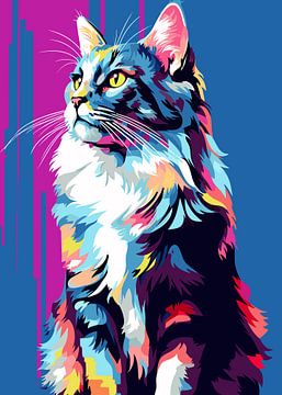 Katze Tier WPAP Pop Art Farbe Stil von Qreative