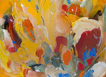 Autumn ochre - abstract schilderij in warme kleuren van QEIMOY