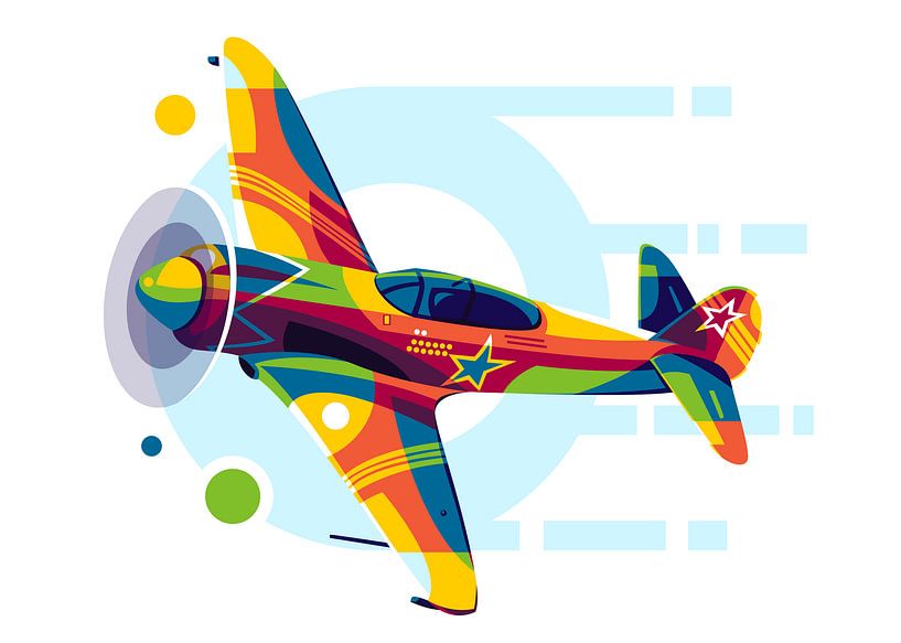 Yak-3 Vliegtuigen in Pop Art van Lintang Wicaksono