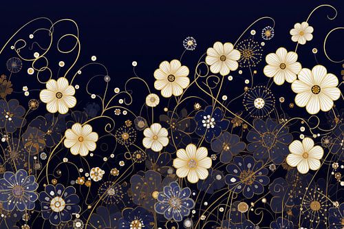 Ornate Flowers on Dark Background