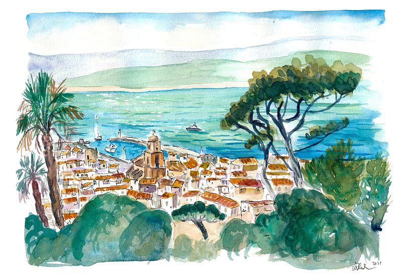 Saint Tropez view of the turquoise coast of the French Riviera by Markus Bleichner