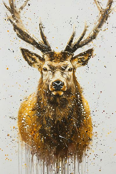 Abstract expressive painting of a deer by Art & Soul Creations