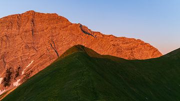 Mountain Gartnerwand near Ehrwald Reutte at sunrise in the morning light