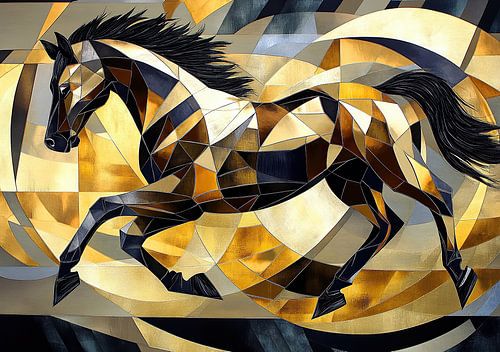 Paard "hoeven kletteren in de wind: de ongetemde galop"