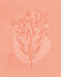 Minimalistische illustratie in tinten van koraal