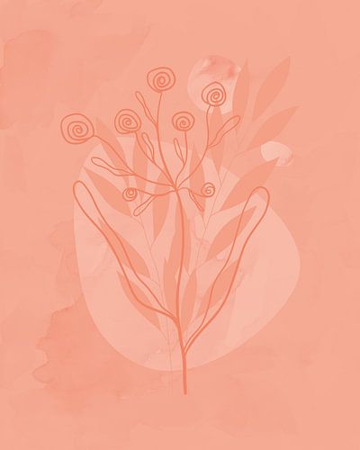 Minimalistische illustratie in tinten van koraal