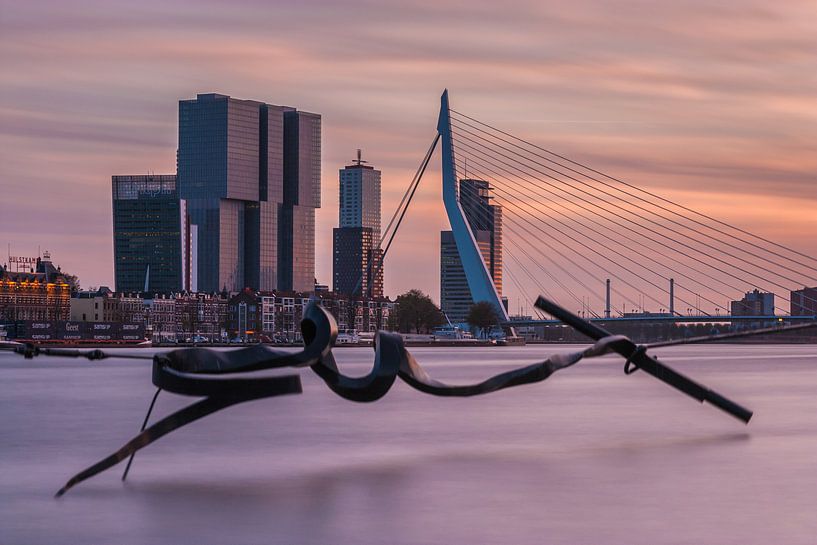 Skyline of Rotterdam at sunset van Ilya Korzelius