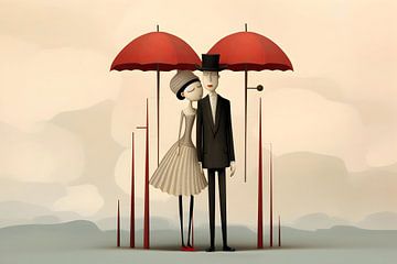 De geliefden onder de paraplu