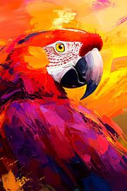 Colourful macaw portrait in an expressive style by Poster Art Shop