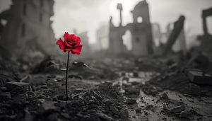 Lonely rose in wartime panorama