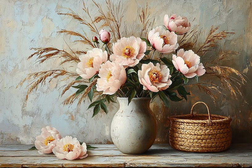 Stillleben Blumen Modern | Flüsternde Blütenblätter Morgens von Kunst Laune