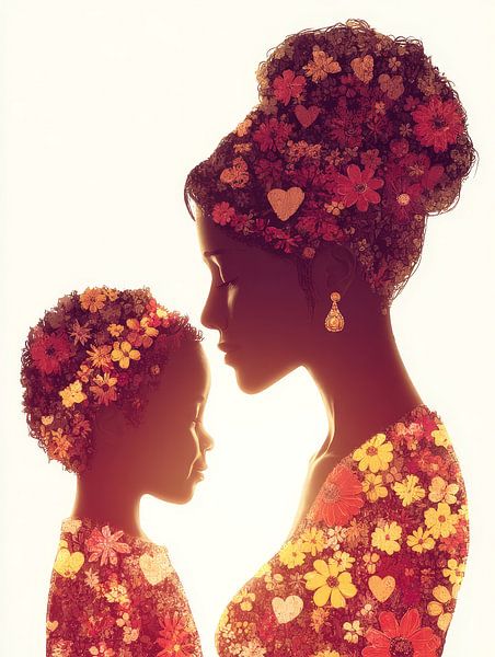 peinture femme avec fleurs et enfant par Egon Zitter