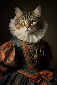 Cat in medieval clothing