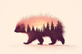 Porcupine with forest by Poster Art Shop