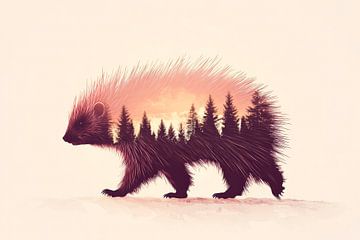 Stekelvarken met bos van Poster Art Shop