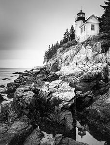 Bass Harbor Head Light in schwarz-weiß