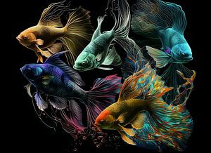 Peinture de poisson - Peinture d'animaux - Effet 3D