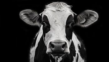Kuhporträt Schwarz-Weiß-Panorama