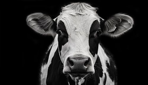 Kuhporträt Schwarz-Weiß-Panorama