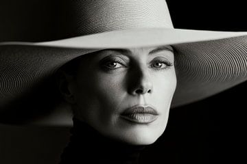 Elegance in black and white with a hat by Poster Art Shop