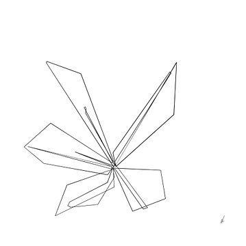 Digitale Strichzeichnung eines Oleanders, kubistisch von Ankie Kooi