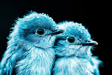 Close-up van blauwe vogels van Imperial Art House