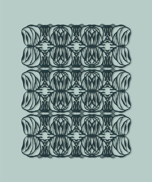 Motif moderne Art Nouveau 02, bleu par Cora Verhagen