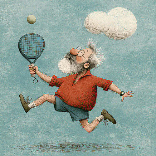 Tennis in wolken