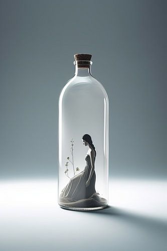 Belle femme en bouteille