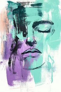 Vrouw Portret in Expressieve Kleurslag Abstracte Emotie
