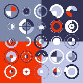 Design moderne composé de cercles en bleu et rouge