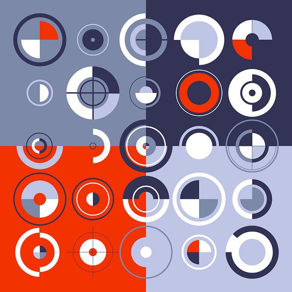 Modern design with circles in blue and red by Mixed media vector arts
