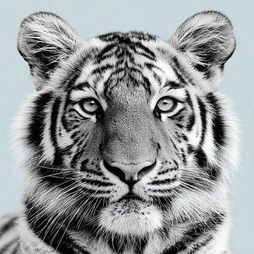 Portret van een tijger in zwart-wit