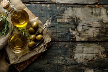 Olijven en olijfolie stilleven van Poster Art Shop