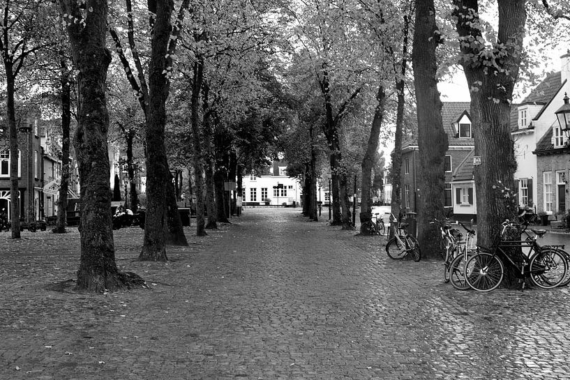Vischmarkt van Harderwijk in zwart-wit van Gerard de Zwaan