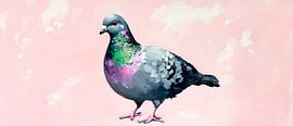 Taube auf sanftem Rosé-Hintergrund von Poster Art Shop