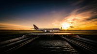 Zonsondergang Kalitta Air Boeing 747 taxiënd naar de Polderbaan